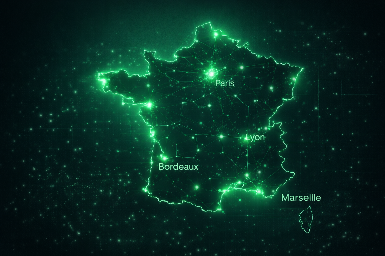 Carte de France illustrant la zone d'intervention de WEBYRA sur tout le territoire
